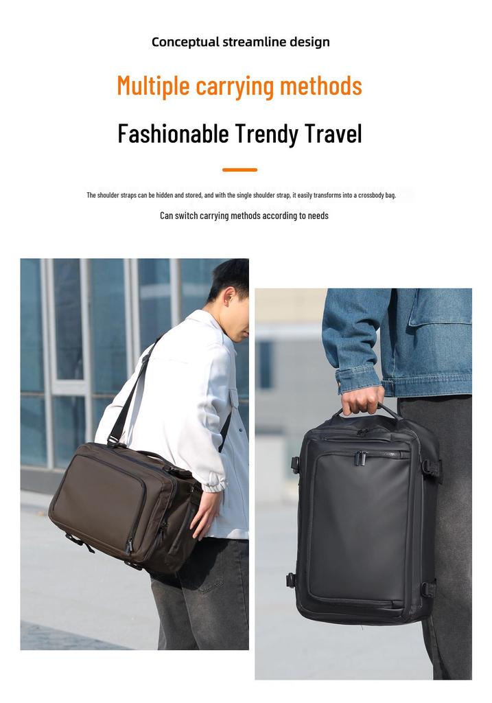 Men's Large Capacity Business Backpack - Convertible Crossbody and Double Shoulder Bag for Travel