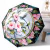 Hummingbirds and Flowers Outdoor Automatic Umbrella Retractable Design with 8-Rib Durability Lightweight Perfect Gift for Friends Family