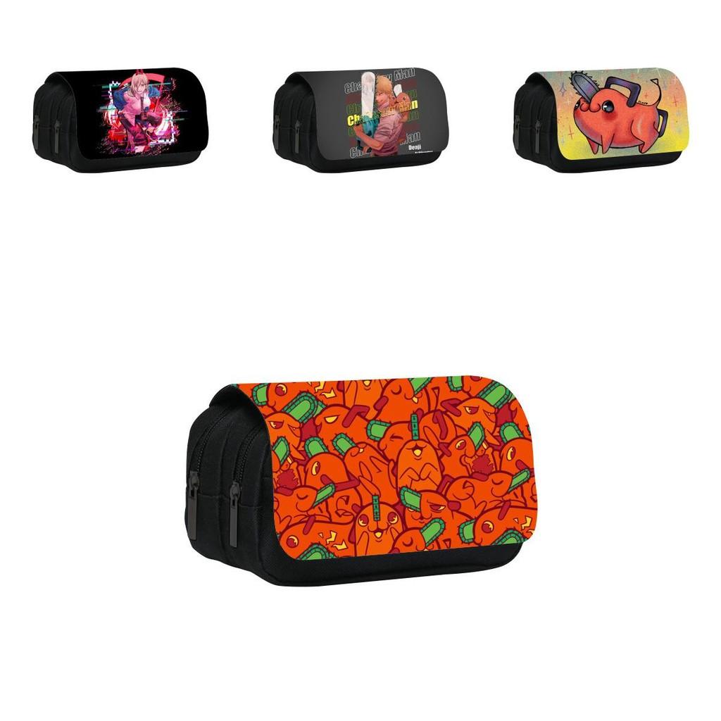 Chainsaw Man Pencil Case With Print Large Capacity Nylon Stationery Organizer For Students