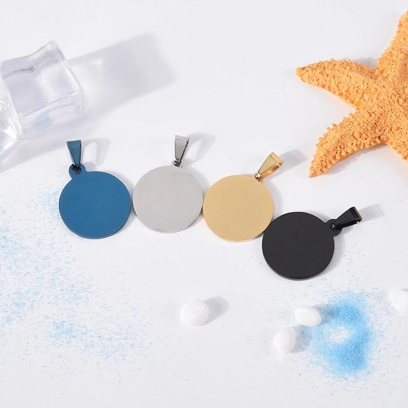 Round Stainless Steel Titanium Dog Tag Pendant with Laser Engraving