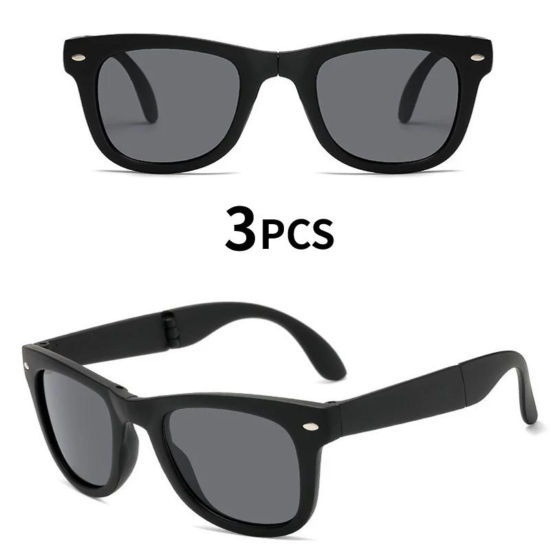 

2Pcs Vintage Folding Sunglasses Men Brand Designer Eyewear Women S Fold Fashion Square Portable Outdoor Sport Sun Glasses Male