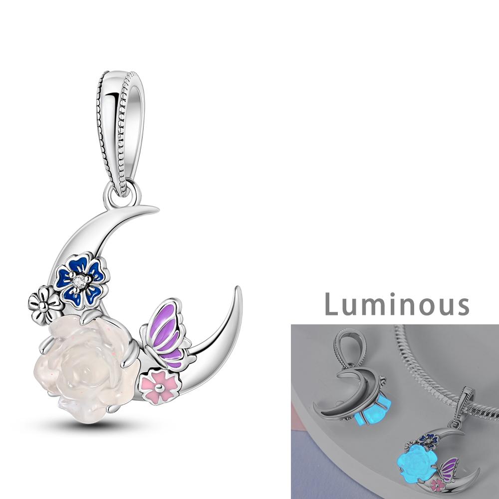 Silver Plated Star Moon Charms Beads for DIY Bracelet Pendant Dangle Women Fine Jewelry Gift