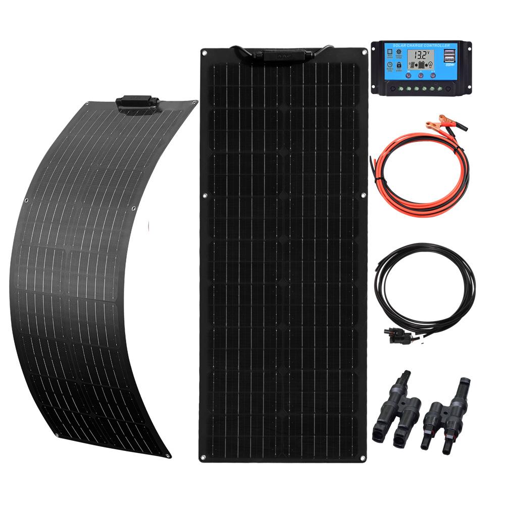 Flexible Solar Panel 50 Watt 12 Volt Monocrystalline Semi-Flexible Bendable 50W 100W Off-Grid Charger Marine RV Cabin Van Car 4
