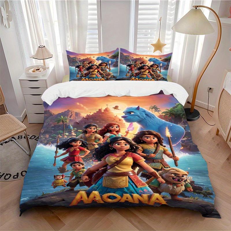 3pcs Moana Adventure Printed Quilt Set, Includes 1 Quilt Cover and 2 Pillowcases, Machine Washable, Suitable for All Seasons.Q068