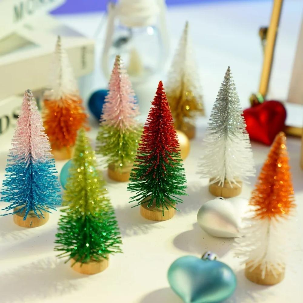 4pcs 10CM Mini Christmas Tree Gradient Artificial Xmas Pine Tree  Home Xmas Decor
