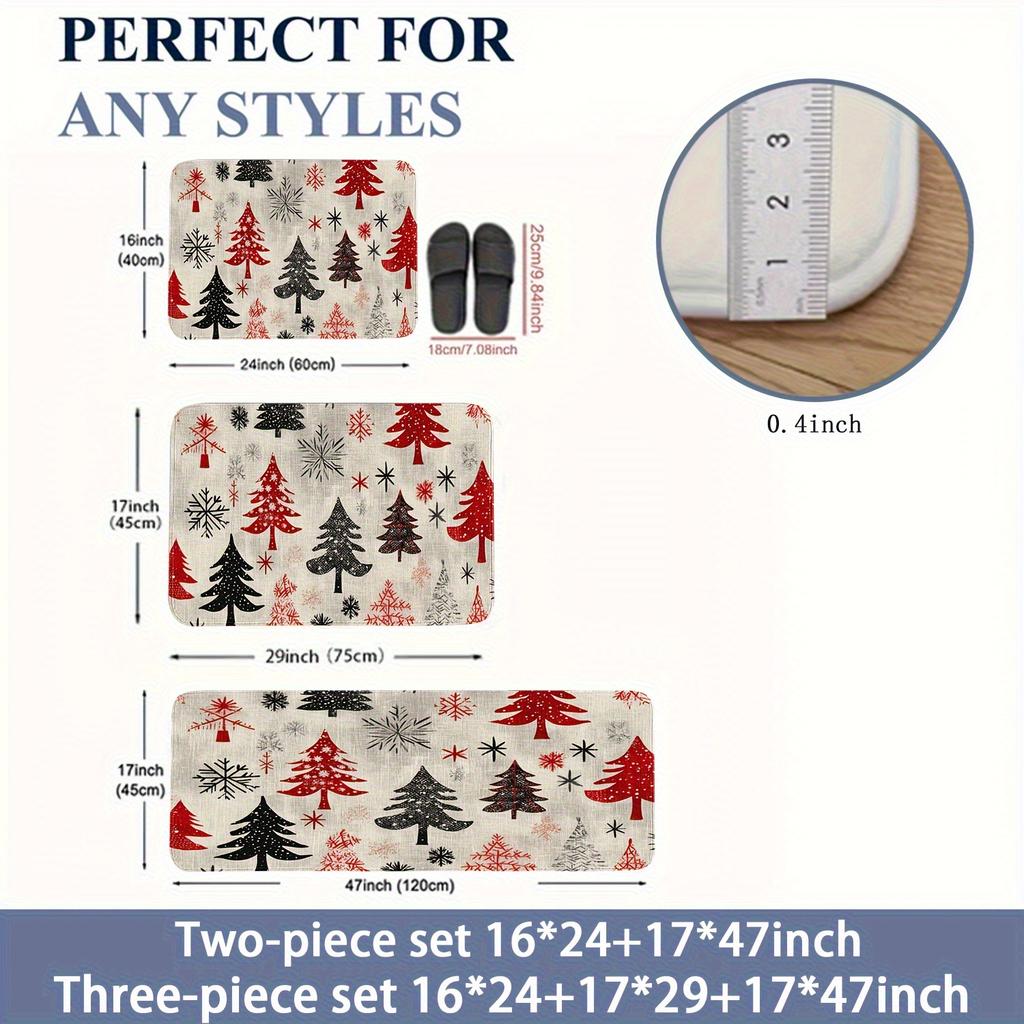 1 Stück Weihnachtsbaum Muster Fußmatte Modern Küche Polyester Teppich Rutschfest Bunt Innen Teppich, Für Zuhause Badezimmer Schlafzimmer Wohnzimmer Dekor