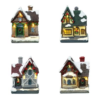 Harz Cottage Ornament Led Licht Schnee Zimmer Weihnachten Dekoration Weihnachten Villa Modell Anhänger