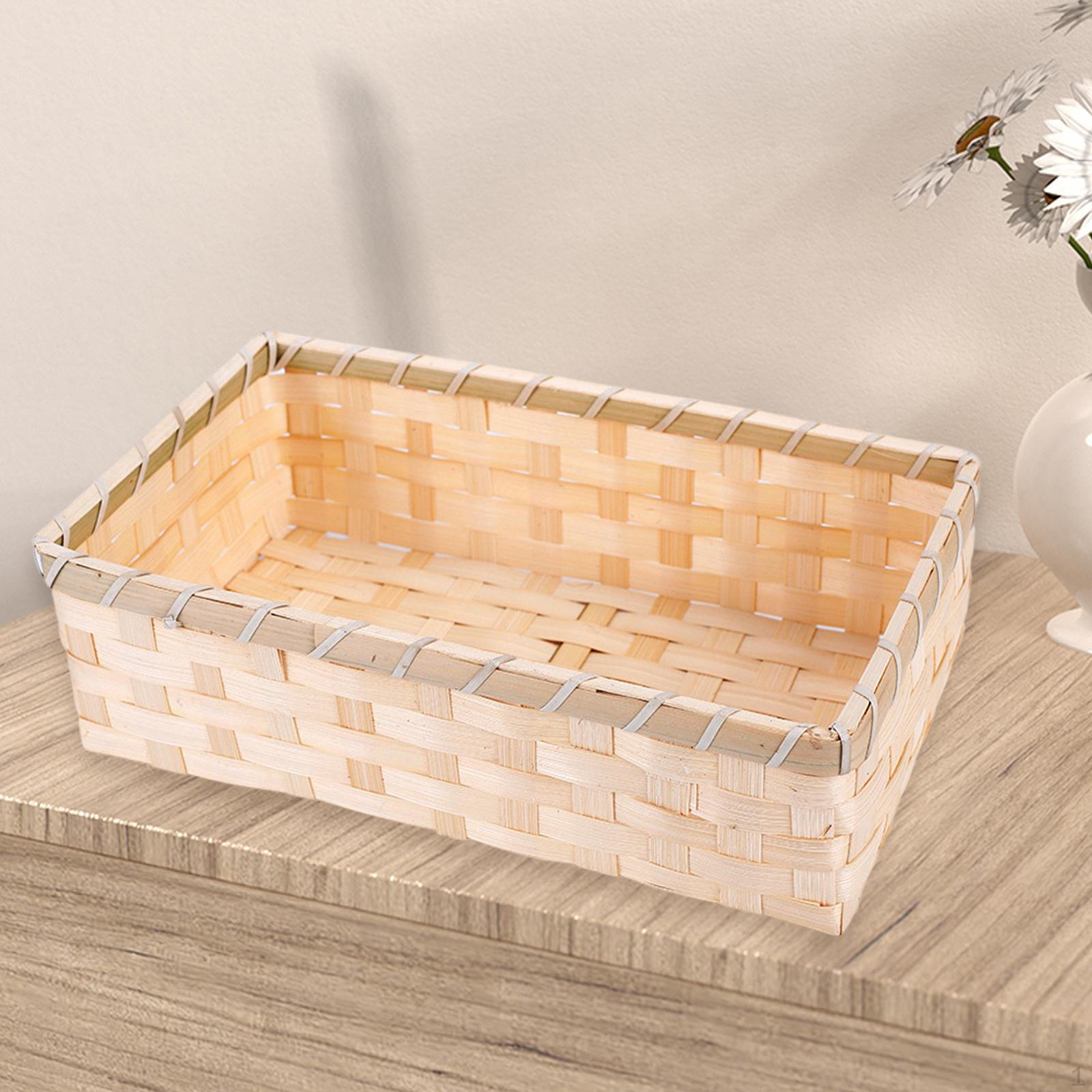 

Woven Serving Tray Basket Fruit Vegetable Storage Food Snacks Container for Kitchen Counter 26x16x8CM