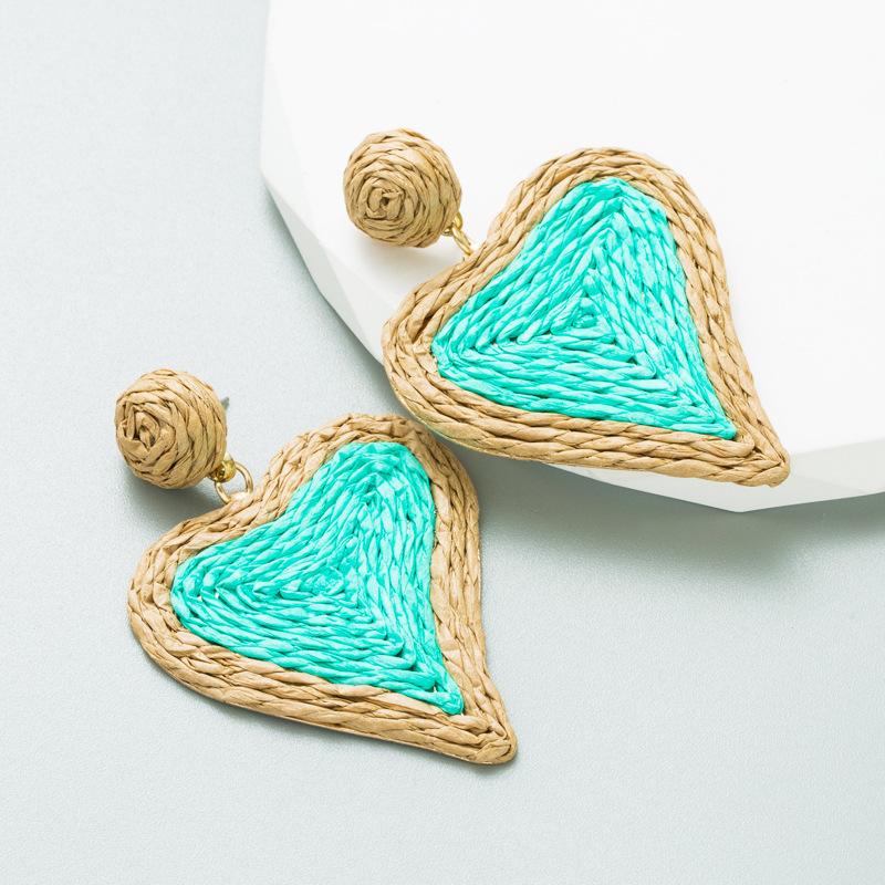 Women's Beach Breeze Love Style Earrings Hand-woven Sweat Candy Color Drop Earrings Eardrop