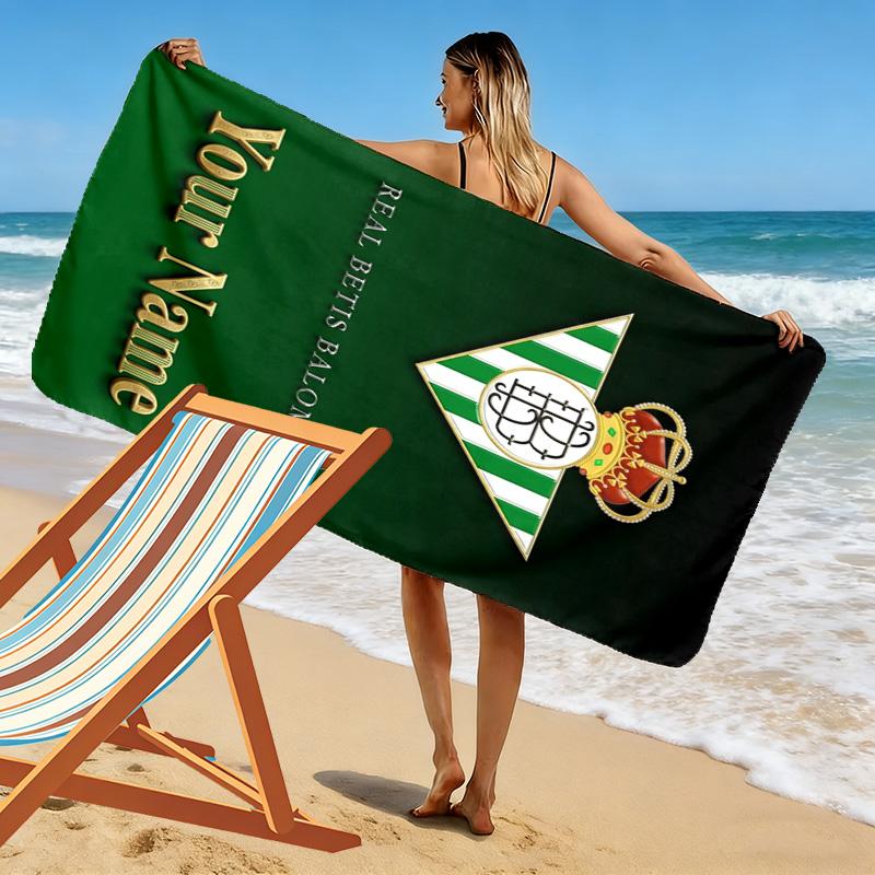 Name Custom Real Betis Print Beach Towel, Large Soft Quick Dry Towel for Beach Camping Swimming