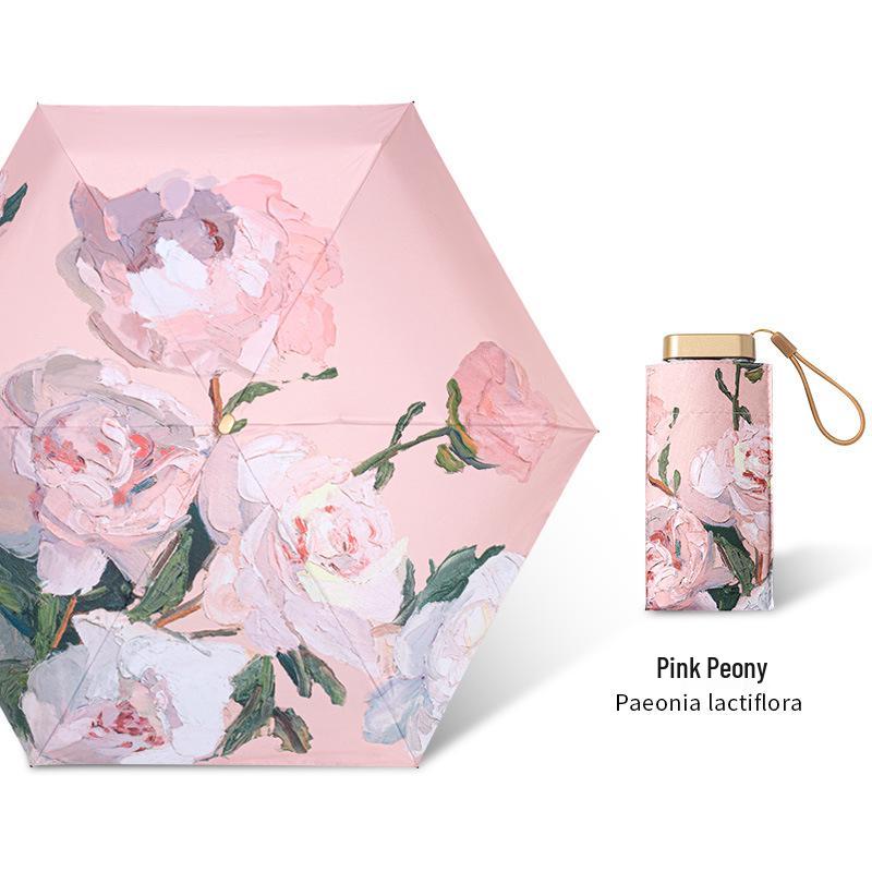 

Компактна парасолька подвійного використання від сонця та дощу із захистом від УФ-променів - Міні 6-складна плоска конструкція для жінок