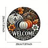 Round Metal Wall Poster Pumpkin Flower Wreath Rusty Halloween Decor for Cafe
