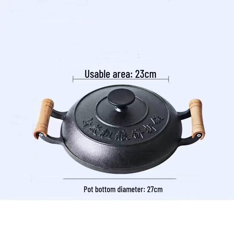 Lilang Cast Iron Pancake Griddle with Wooden Handle