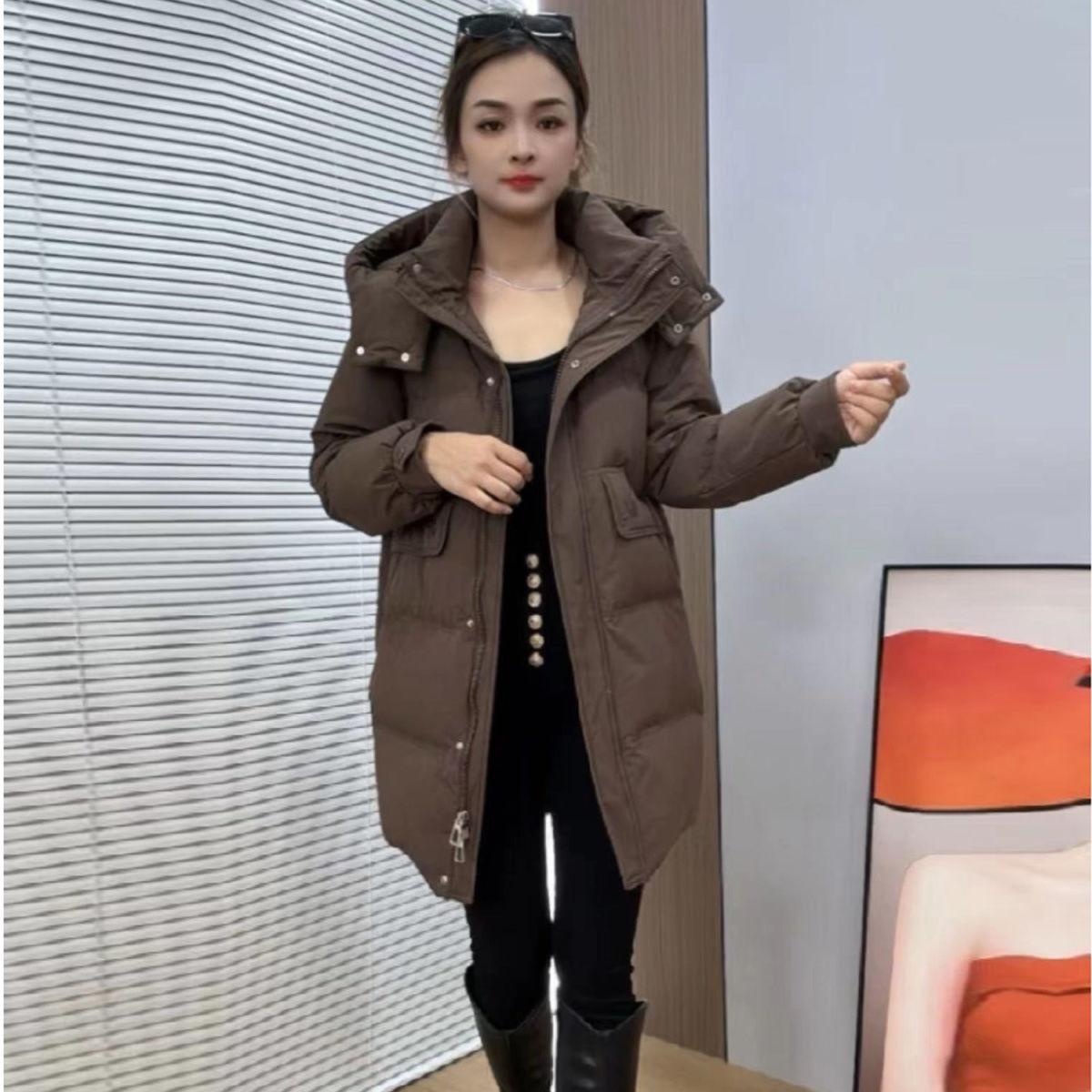 

Женский пуховик средней длины и длинный, зимний, новая мода, утолщенный, повседневный, с капюшоном M кофейный