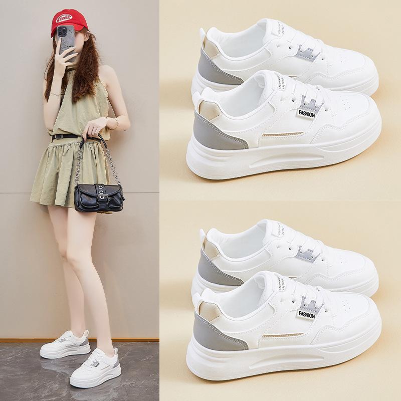 Spring White Shoes New Style of Female Students' Thick-soled High-rise Sports Shoes Casual Shoes