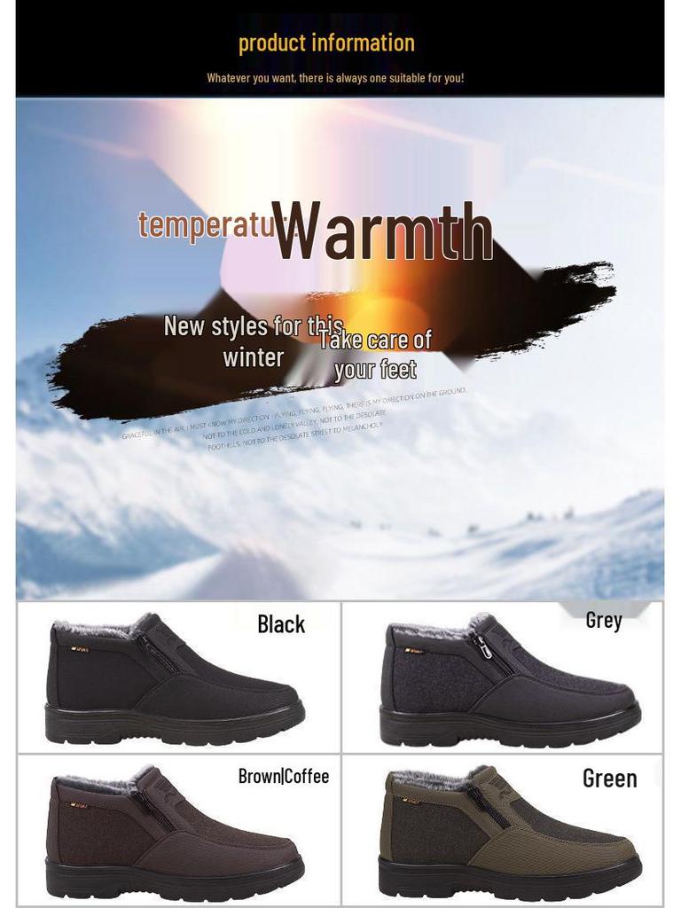 Pánské zimní nepromokavé protiskluzové zateplené boty pro seniory