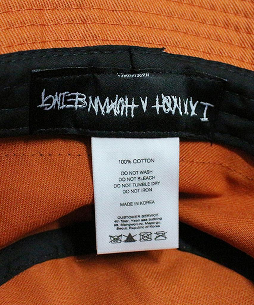 Aimnaseohyumeonbiing Basic Logo Tape Bucket Hat - Orange