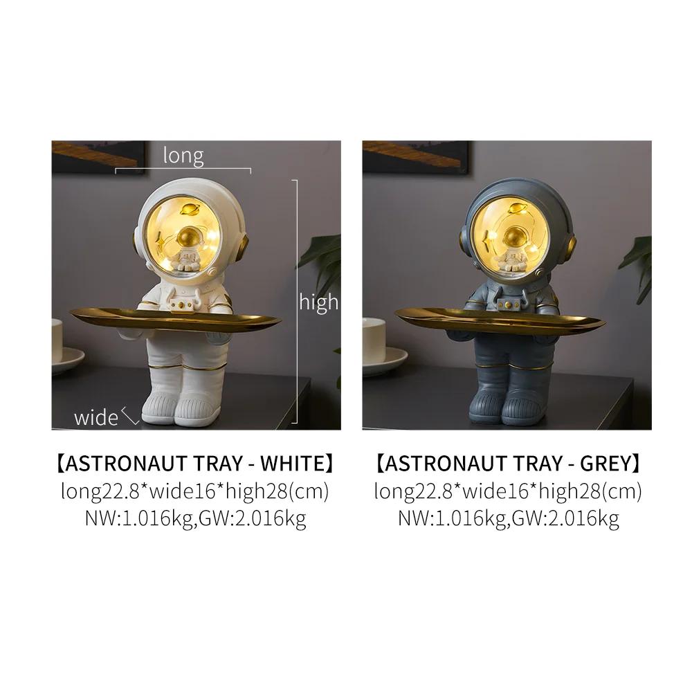 New Creative Astronaut Statue Storage Tray Nordic Home Decor Desk Storage Astronaut Figurine Living Room Table Decor Key Storage