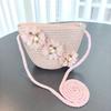 Solid Color Sun Hat Floral Style Fisherman Hat Trend Straw Hat Small Bag Set  Fashion Accessory