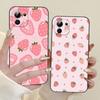 C-Cute-S-Strawberrys Black Shockproof Phone Case Snug Fit For Xiaomi 12,11,12S Ultra & Redmi Note 11,10T,9,9A,8Pro,8T,5G