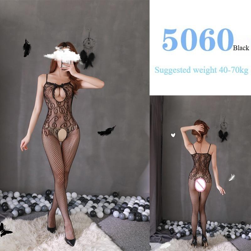 Sexy Lingerie Sexy Mesh Clothing Stockings Mesh Socks Open Cut No Take Off Women's Hollow Out Uniform Set  Jumpsuit Socks
