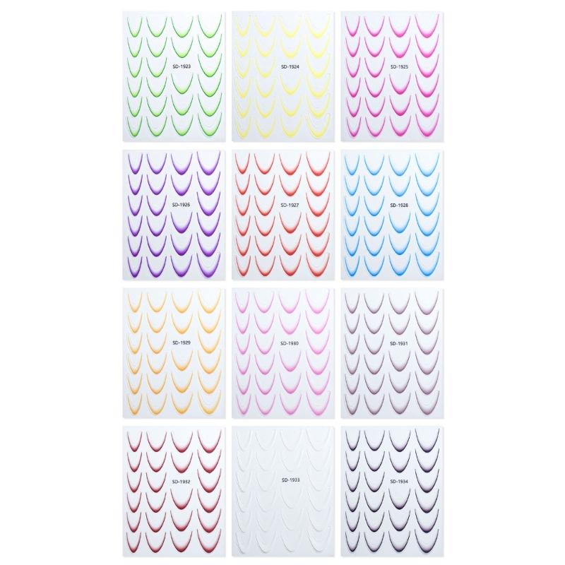 French Tip Nail Stickers French Line Nail Art Stickers Gradient Nail Decals Nail Art Decorations for Woman and Girls
