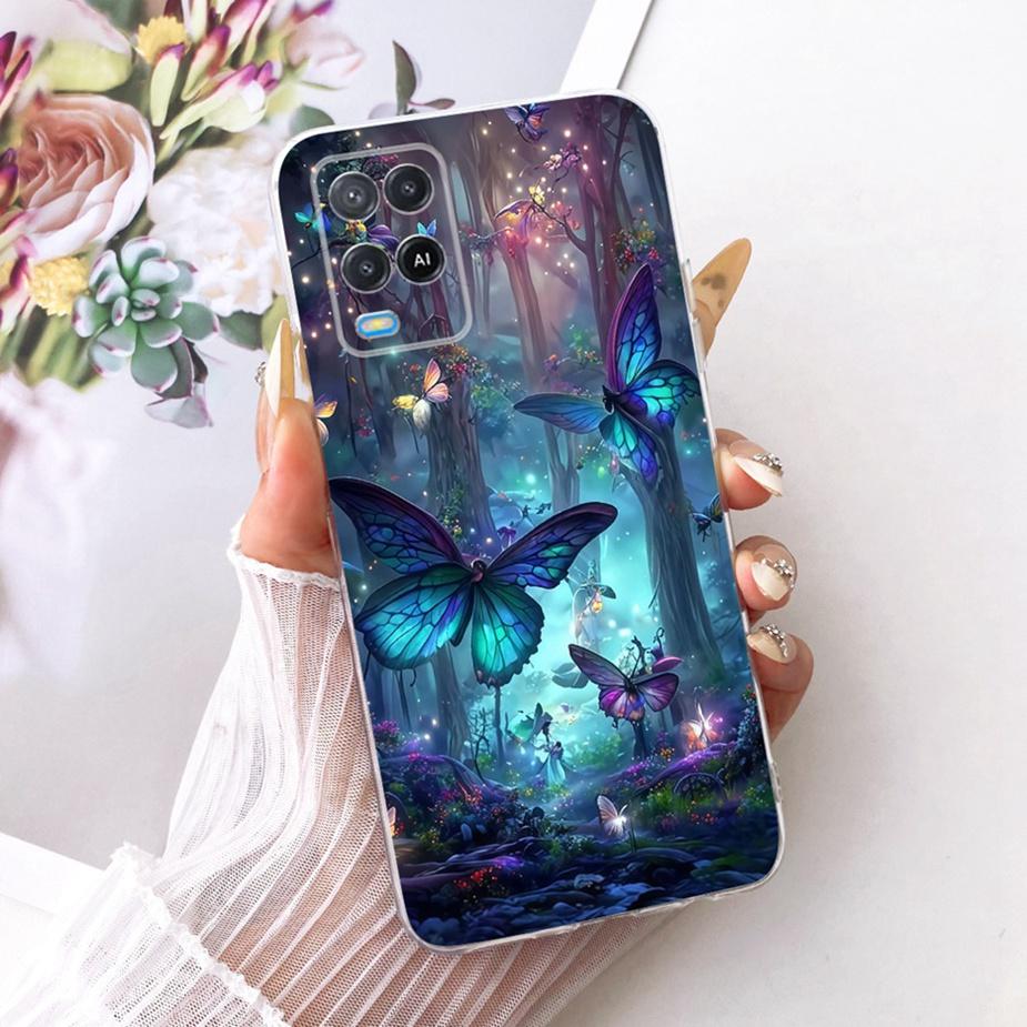 For Oppo A54 4G Case CPH2239 Luxury Butterfly Painted Cover Soft Silicone Phone Case For Oppo A54 5G A 54 s OppoA54s Fundas Bags
