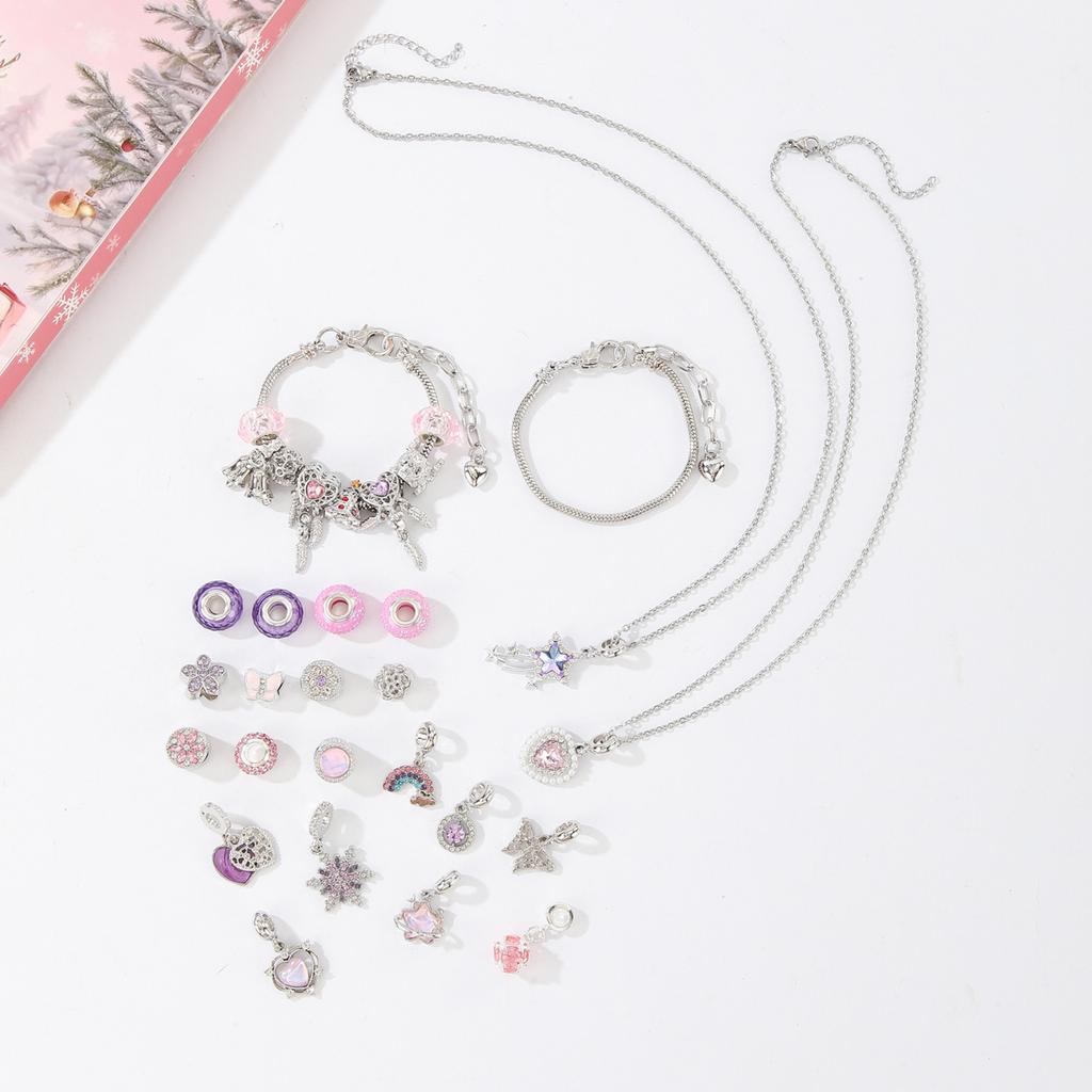 Jewelry Christmas Countdown Calendar DIY Bracelet Necklace Jewelry Making Kit Christmas Advent Calendar for Girls