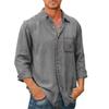 Men's Long Sleeves Pocket Single- Buckle Flip Collar Shirt
