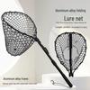 Folding Black Aluminum Fishing Net with Silicone Bag - Portable Single/Double Section Pole for Sea Fishing