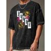 Washed Men'S Vintage Graphic T-Shirt Streetwear Tee All Season Casual Shirt for Everyday Formal Outfits Urban Style Distressed Look Comfortable