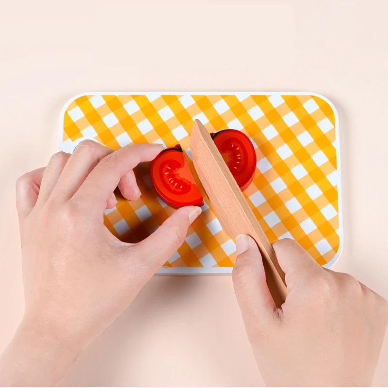 Simulation Kitchen Pretend Play Toy Wooden Cutting Food Toy Vegetable & Meat Montessori Educational Toy For Children Kids Gift