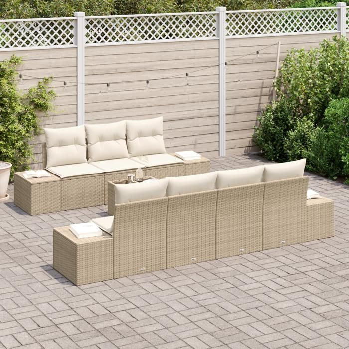 VidaXL Ensemble de canapé de jardin 8 pièces avec coussins beige poly rotin 3355640