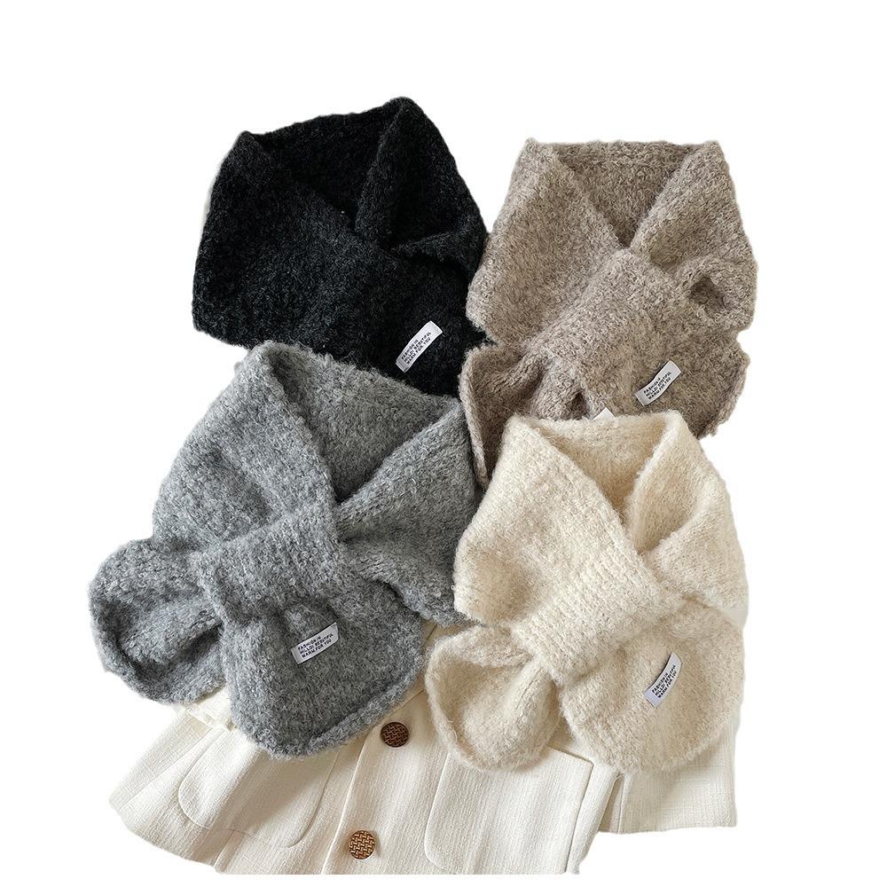 Korean ins simple soft waxy plush cross scarf women's versatile skin-friendly small scarf autumn and winter student warm scarf