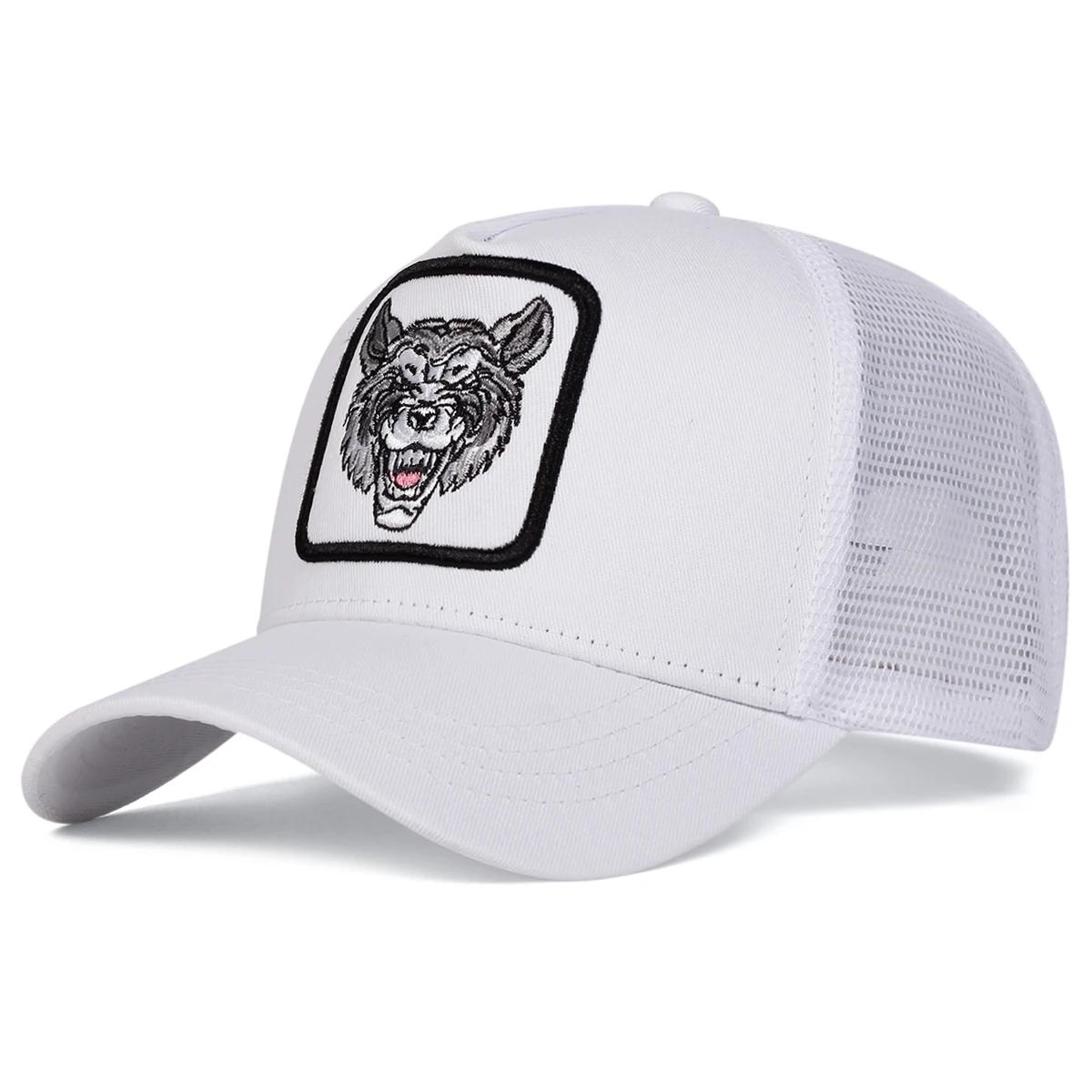

Unisex Wolf Embroidery Baseball Net Caps Spring and Summer Outdoor Adjustable Casual Hats Sunscreen Hat Sports Cap білий