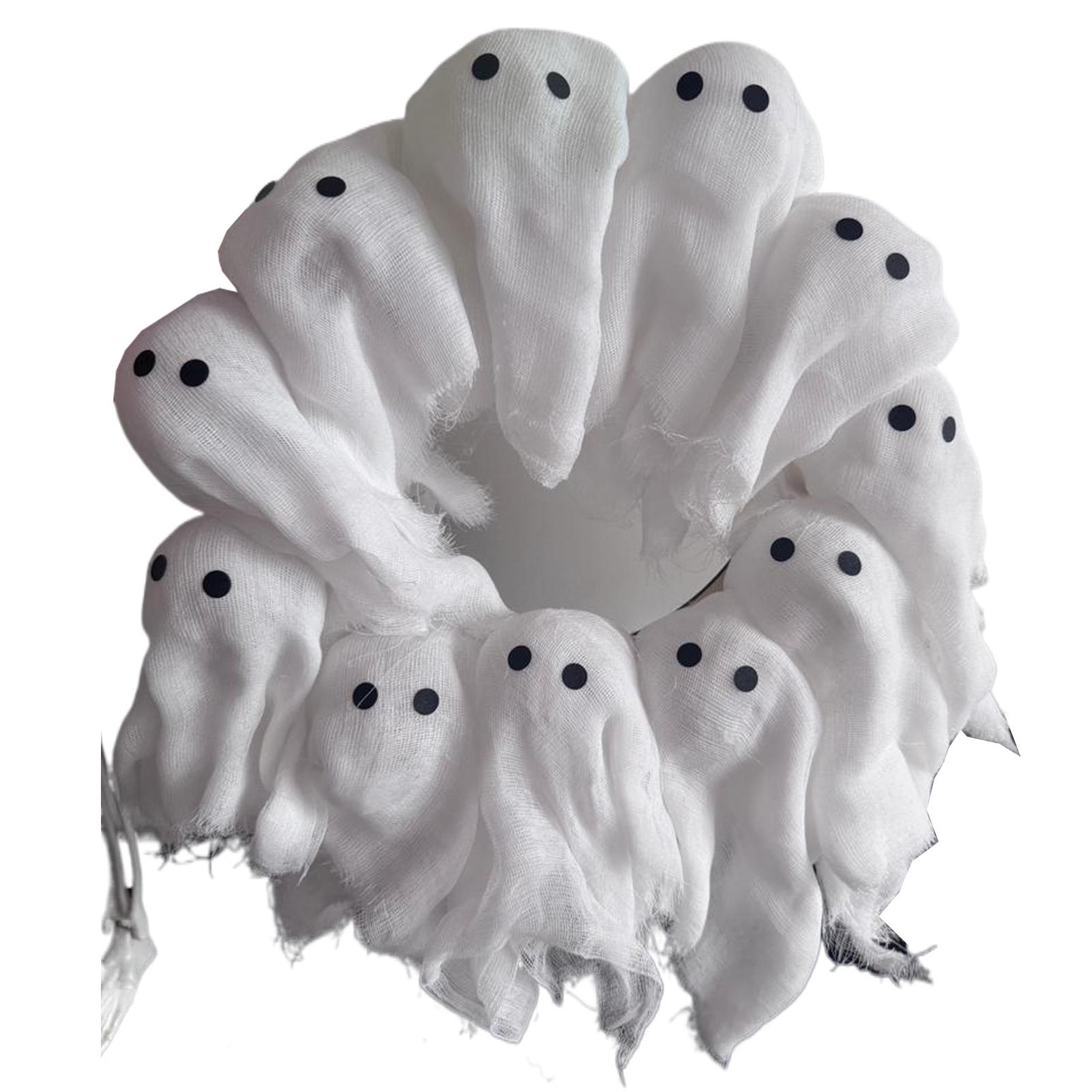 

Полиэстеровый Хэллоуинский Венок с Привидениями Подсвечивается Входная Дверь 12 Светодиодами Декорация для Жуткой Вечеринки Стена