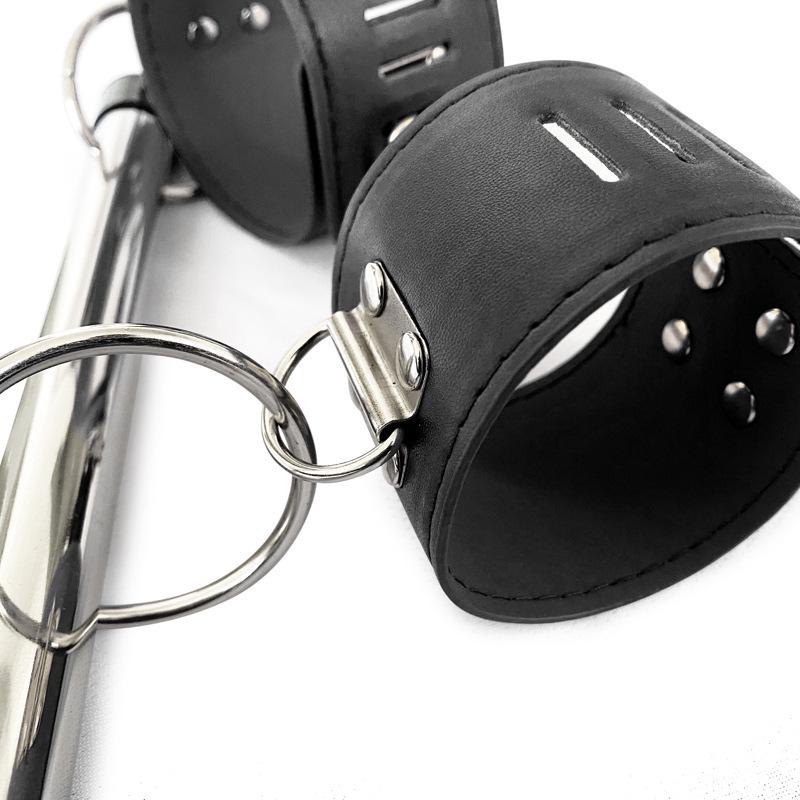 Lockable Stainless Steel Bondage Set: Adult SM Handcuffs & Footcuffs with Removable Pipe