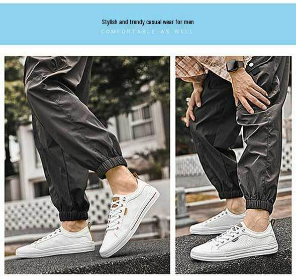 Men's Trendy Autumn Leather Slip-On Sneakers - High-End & Versatile White Sports Shoes