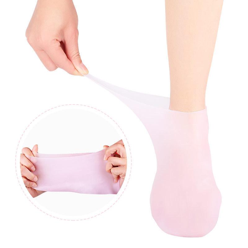 1 par de calcetines hidratantes de silicona con gel exfoliante para talón, callos, piel agrietada y muerta, protector para aliviar el dolor y el cuidado de los pies.