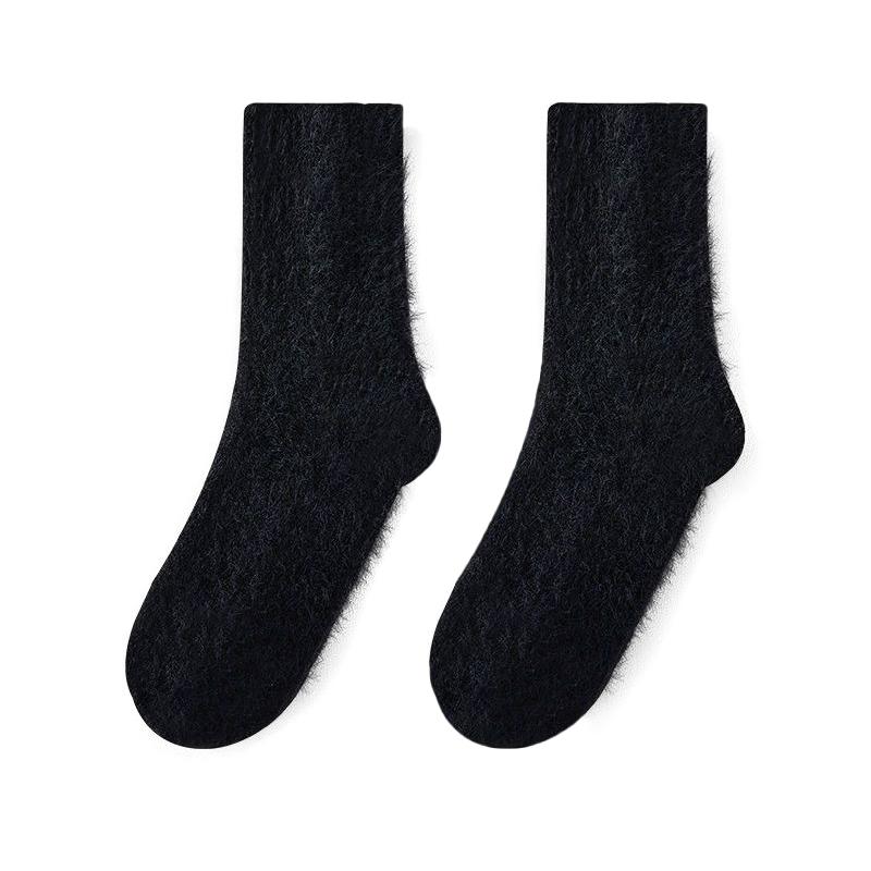 Unisex Schwarze Winter Samt Schlaf Socken Zuhause Verdicken Warm Weiß Weiche Faux Nerz Socken Herbst 1 Paar