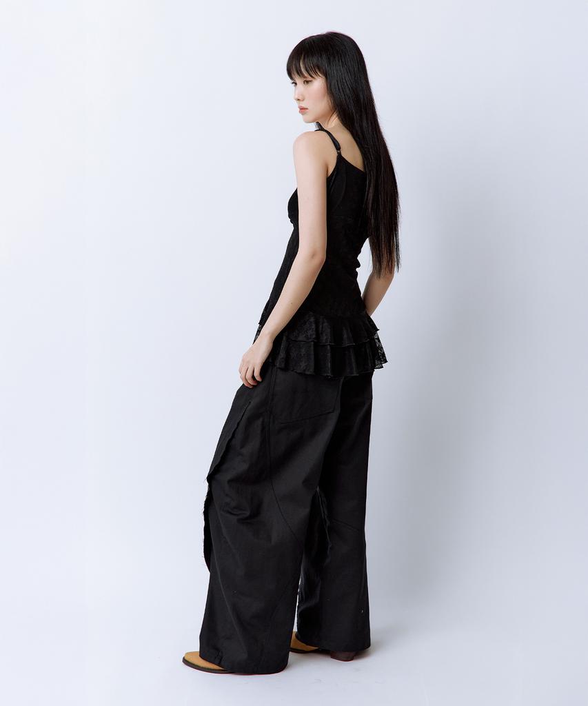 ROUGHNECK Star Pattern Mesh Layered Dress Black