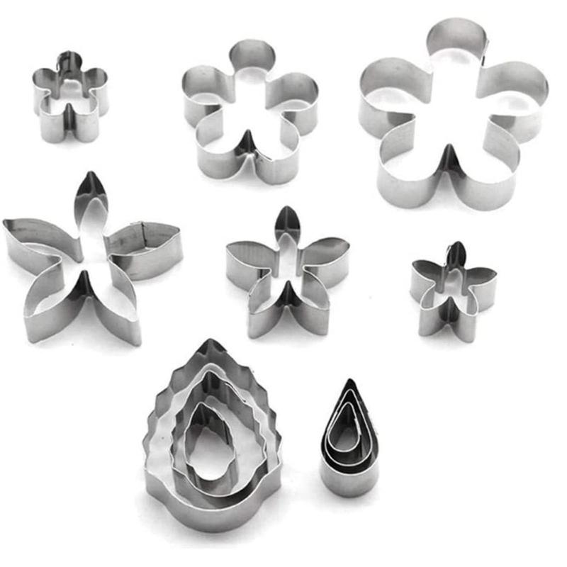 12Pcs Flower Shape Cookie Molds Biscuit Cutters 304 Stainless Steel Baking Supplies For Creative Dessert Pastries Tool
