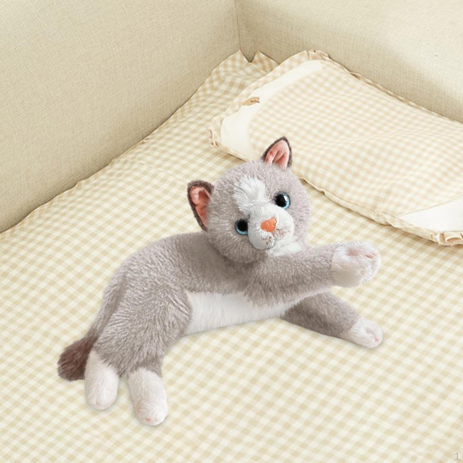 

Реалистичная кукла-игрушка кошка для детей, обнимаемая мультяшная, подарок, мягкий плюшевый котенок, как живой, для дивана Lotus root white