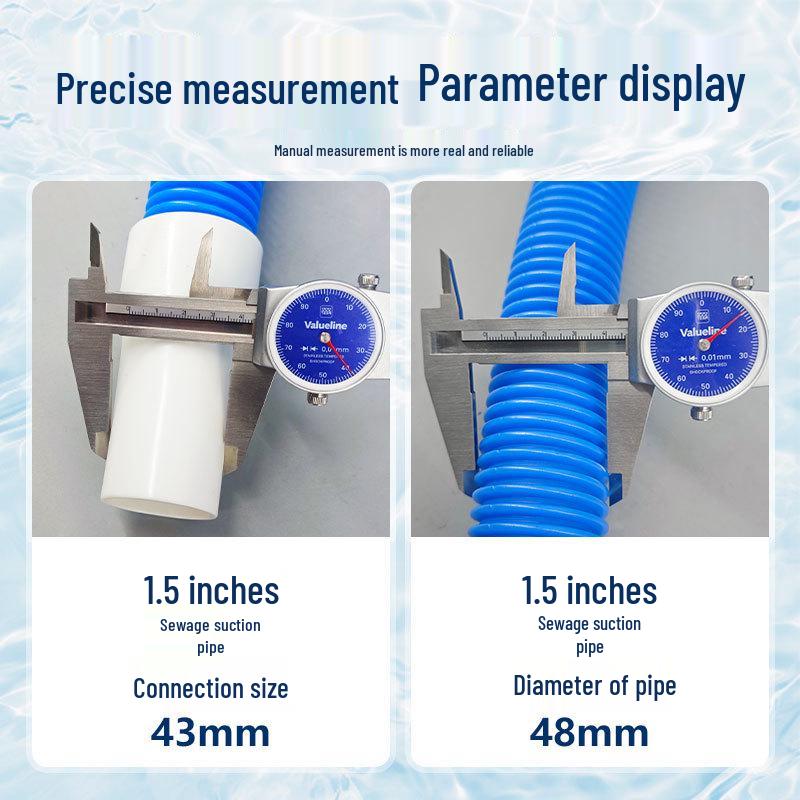 1.5" Skimmer Drain Pump Hose: Self-Floating, Soft Pool Vacuum & Cleaning Connector.