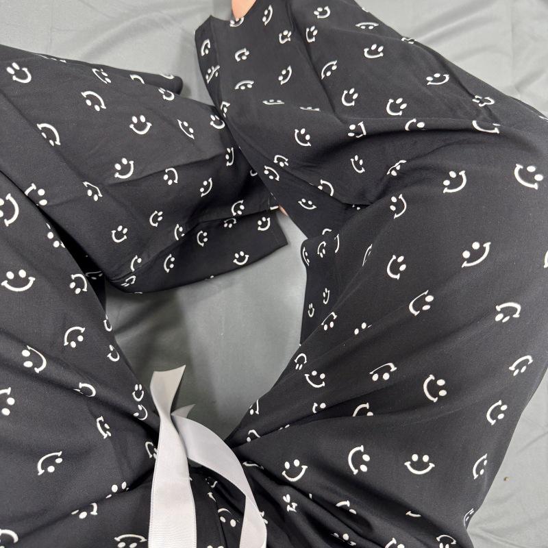 Three Sizes Women's Cotton Silk Wide-Leg Rayon Pants - Spring/Summer Breathable, Plus Size Casual Home Sleepwear