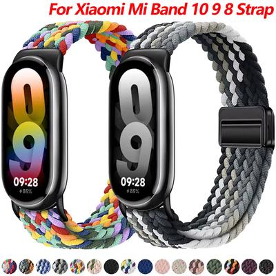 Pulseira de Nylon Trançado para Smartwatch Xiaomi Mi Band 10/9/8 Pulseira Substituível Correa para Xiaomi Mi Band 9/Mi Band 10 Pulseira