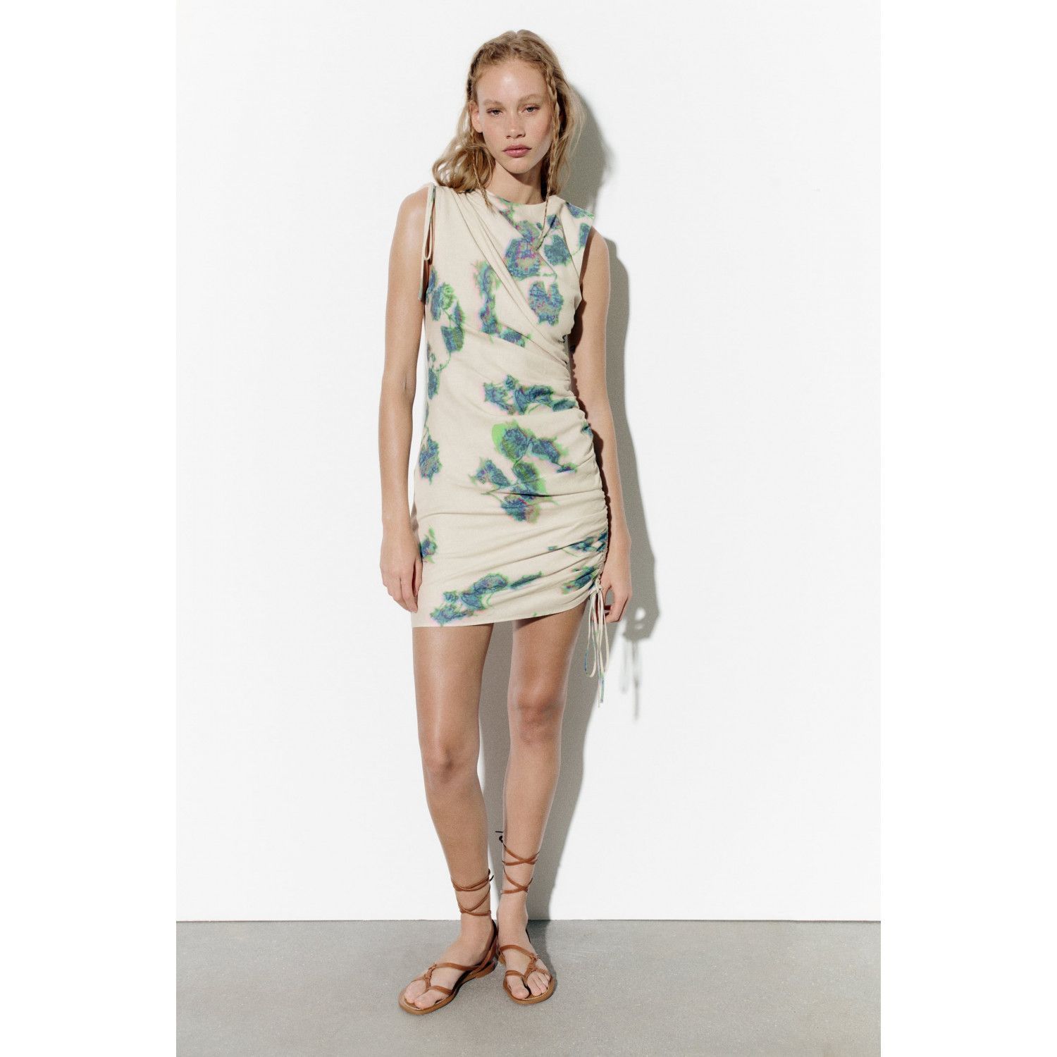 

PRINTED LINEN BLEND DRESS