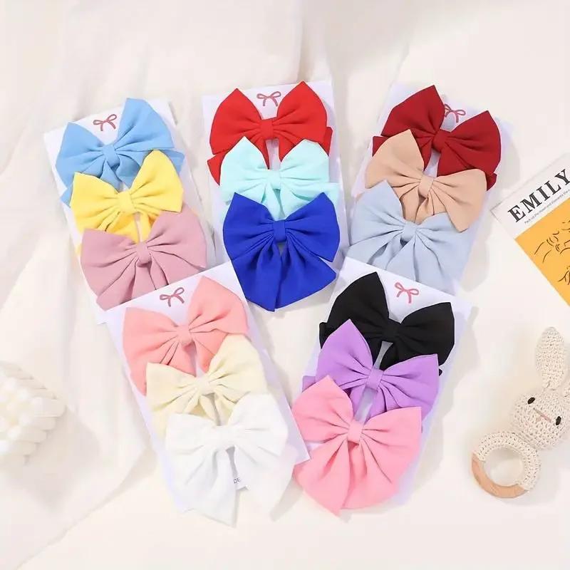 3pcs 4.13'' Grosgrain Ribbon Hair Bows Clips Sweet Bowknot Hairpins Barrettes Headwear Women Girls  Hair Accessories