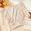 9089 Plus Size High Waist Lace Cutout Seamless Panties with Cotton Crotch