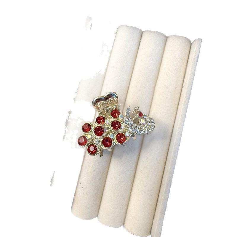 Red Peacock Phoenix Shark Hair Clip – Small, Elegant Half-Up Hairpin for Women